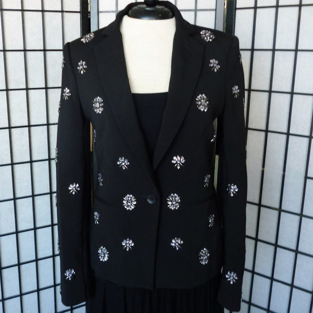 BCBGMaxAzria Crystal-Embellished Black Blazer XS